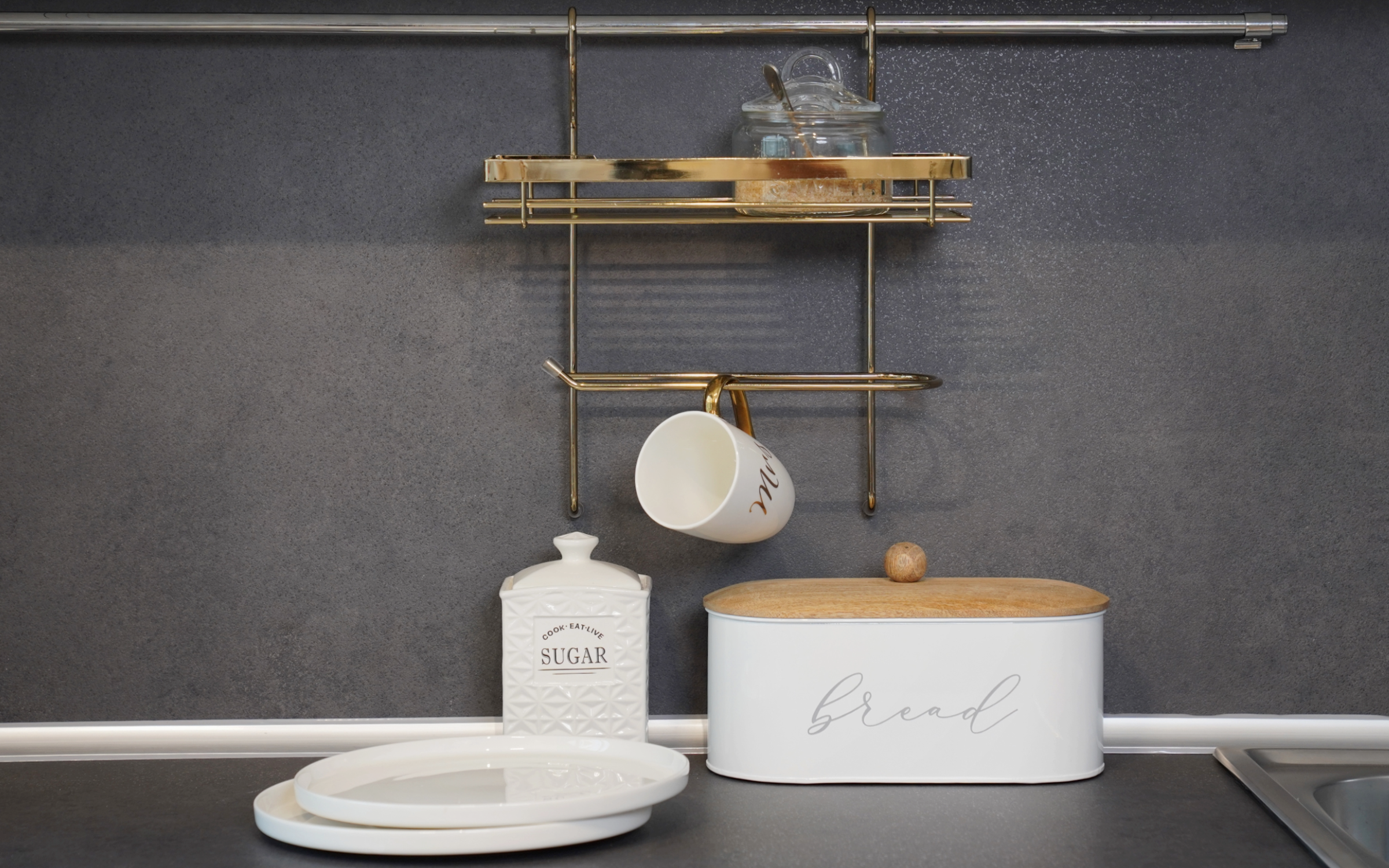 Paper stand with shelf M6052-70, golden  1